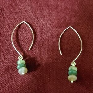 3 For $25 Artisan Stacked Green Earrings On Sterling Silver Wire